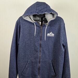 Patagonia French Terry Hoodie Mens XL Blue Full Zip Logo Graphic Sweatshirt